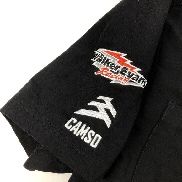 POLARIS Mens Medium Black Embroidered Spell Out Short Sleeve Mechanic Pit Shirt - Picture 7 of 7